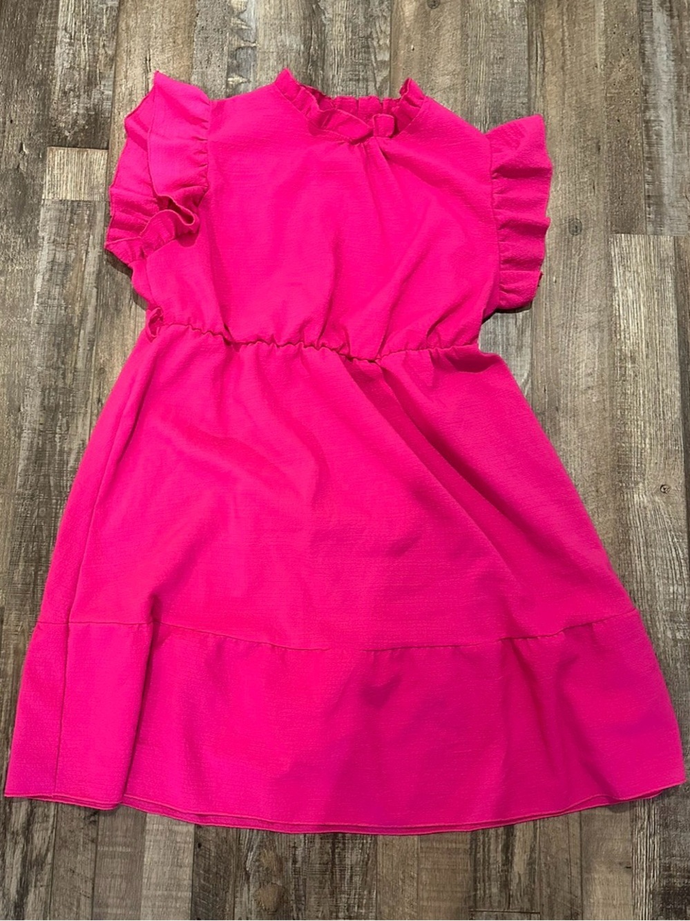 SHEIN Hot Pink Ruffle Sleeve Casual Dress